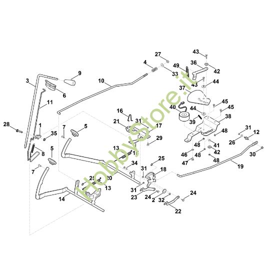 Picture of J - Freno, freno di parcheggio, leva di innesto, limitatore velocità  MT 6127.1 ZL